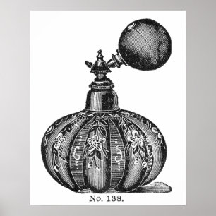 Black and white vintage perfume illustration poster