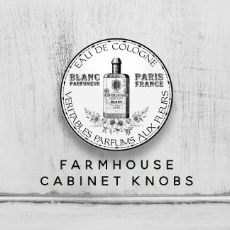 Black and White Vintage Perfumers Floral Cologne   Ceramic Knob