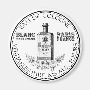Black and White Vintage Perfumers Floral Cologne Magnet