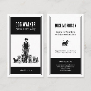 black-and-white vintage pet dog carrier business card