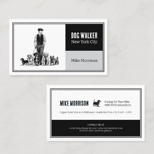 black-and-white vintage pet dog carrier business card