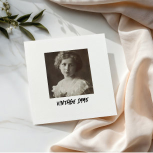 Black and white Vintage Photo Birthday Napkin