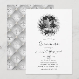 Black and White Vintage Quinceañera Invitation