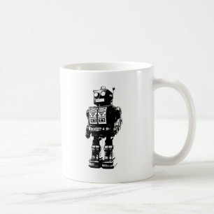 Black and White Vintage Robot Coffee Mug