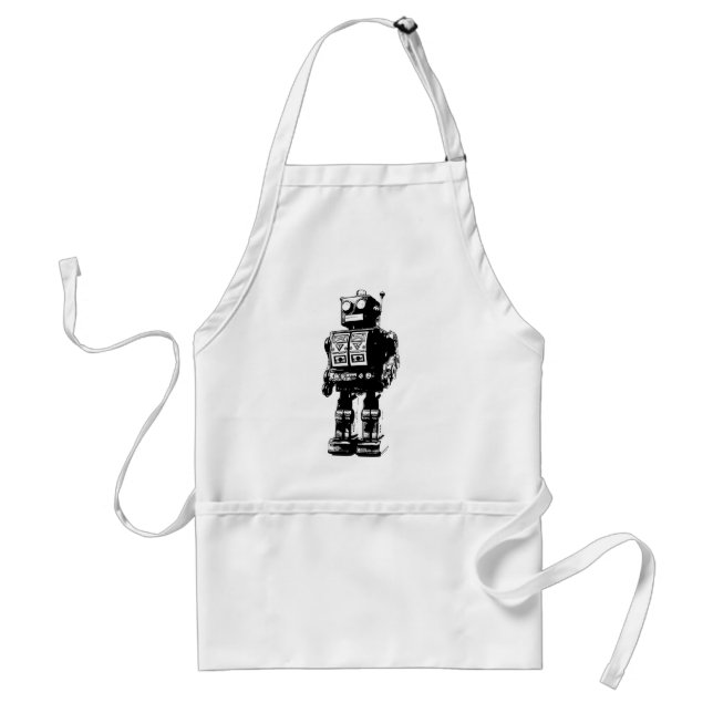Black and White Vintage Robot Standard Apron (Front)