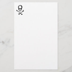 Black and White Vintage Skull and Crossbones Stationery