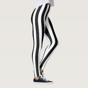 Black and White Vintage Stripes Leggings