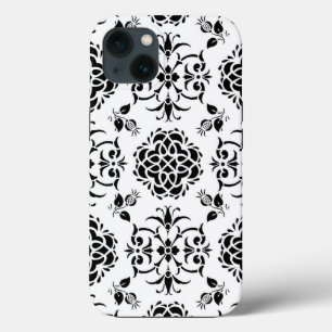 Black and White Vintage Style Damask Pattern iPhone 13 Case