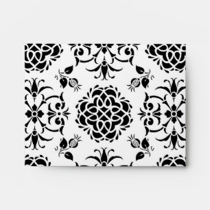 Black and White Vintage Style Floral Damask Envelope