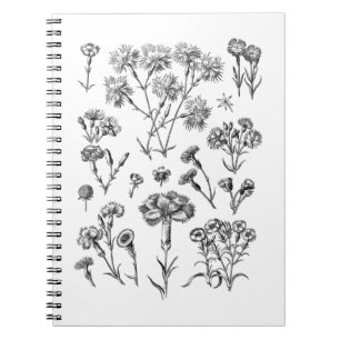 Black and White Vintage Tattoo Flower Notebook