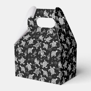 black and white vintage turtle pattern favour box