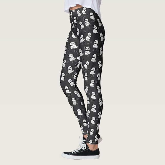 black and white vintage turtle pattern leggings (Left)