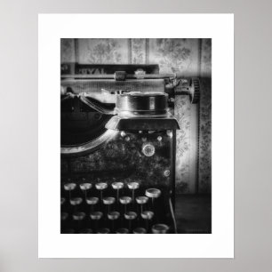 Black and White Vintage Typewriter Poster Print