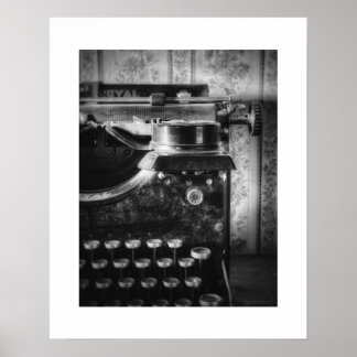 Black and White Vintage Typewriter Poster Print
