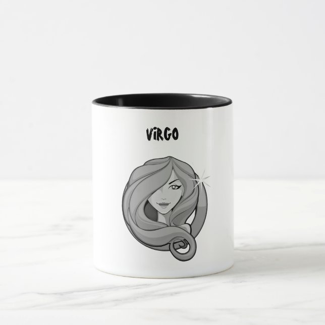 Black and White Virgo Horoscope Mug (Center)