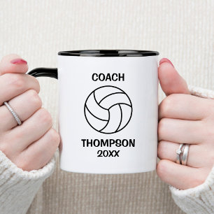 Black and White Volleyball Coach Mug