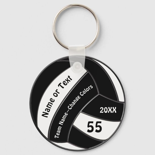 Black and White Volleyball Keychains Personalized (Front)