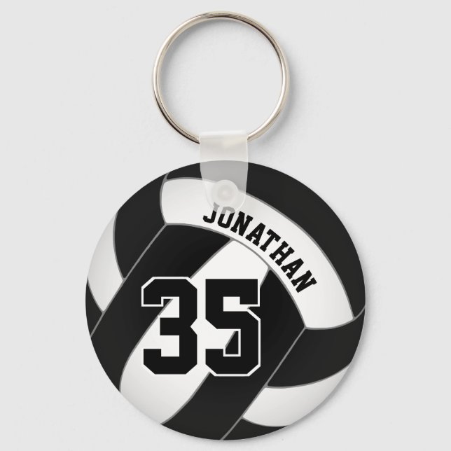 black and white volleyball team spirit key ring (Front)