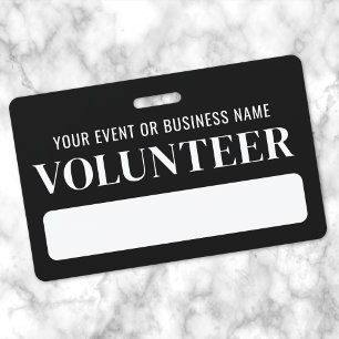 Black And White Volunteer ID Badge