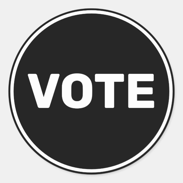Black and White Vote Classic Round Sticker (Front)