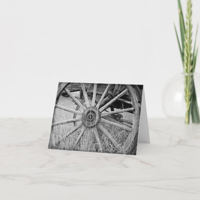 Black and White Wagon Wheel Note Cards (Front)