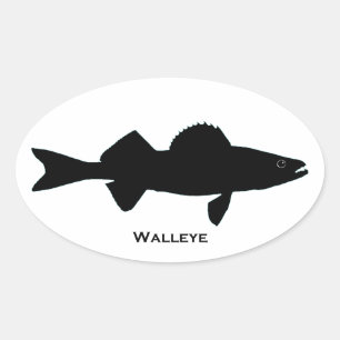 Black and White Walleye Logo Oval Sticker