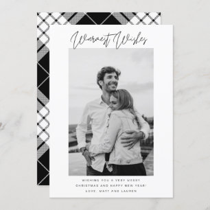 Black and White Warmest Wishes Photo Christmas Hol Holiday Card