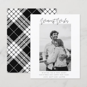 Black and White Warmest Wishes Photo Christmas  Holiday Card