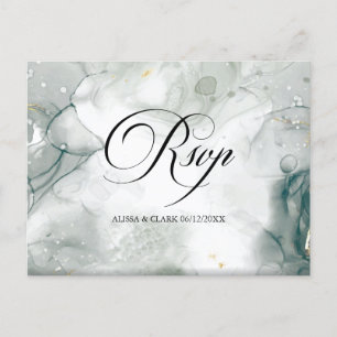 Black And White Watercolor Abstract RSVP Postcard