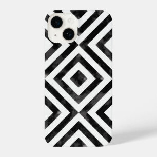Black and White Watercolor Diamonds Pattern iPhone 14 Case