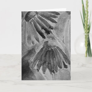Black and White Watercolor Floral Greeting  Card