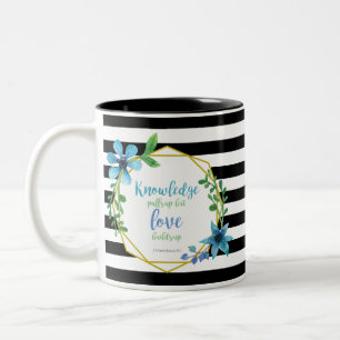 Black and white watercolor floral Love Bible Verse Two-Tone Coffee Mug