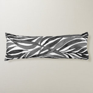 black and white watercolor leaves pattern body cushion
