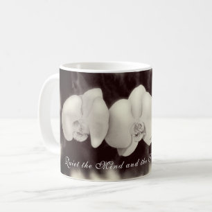 Black and white watercolor orchids coffee mug