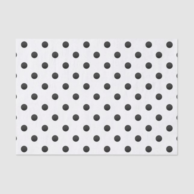 Black and White Watercolor Polka Dot Pattern Tissue Paper (Front)