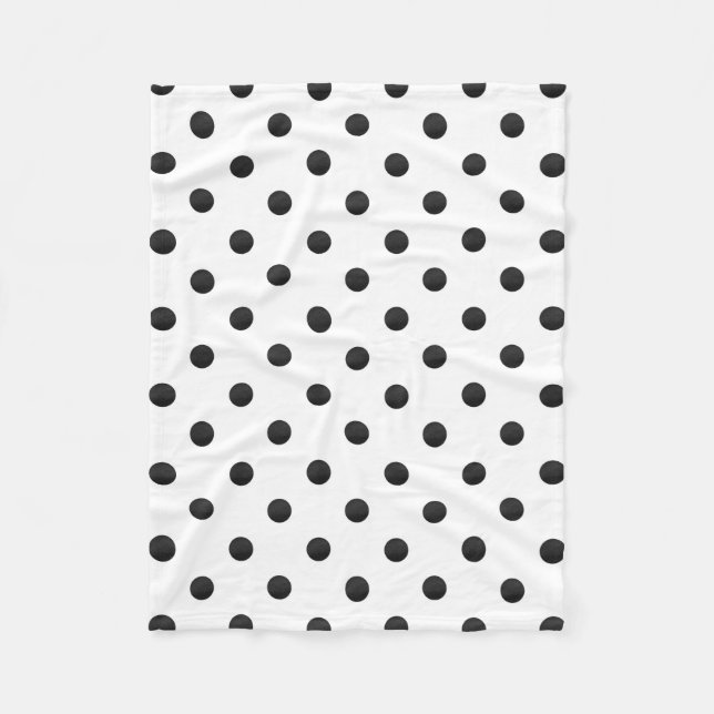 Black and White Watercolor Polka Dots Fleece Blanket (Front)