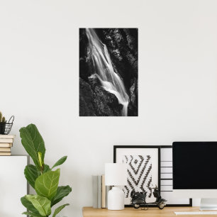 Black and white waterfall in Hell Gorge, Slovenia Poster