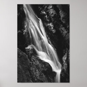 Black and white waterfall in Hell Gorge, Slovenia Poster