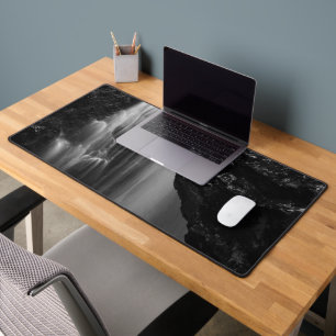 Black and white waterfall long exposure desk mat