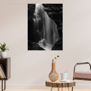 Black and white waterfall long exposure poster