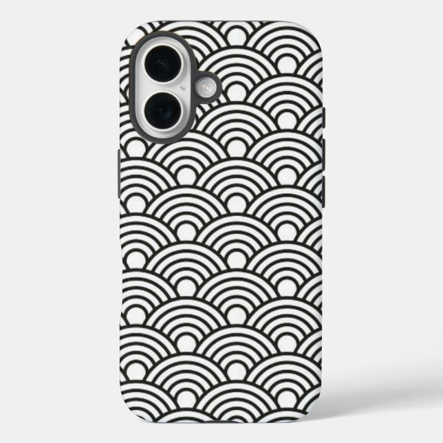 Black and White Wave Pattern Phone Case i phone (Back)