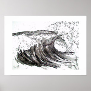 black and white wave poster