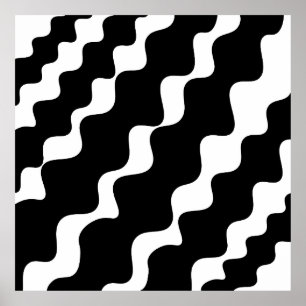 Black and white waves, black waves, black waves  poster