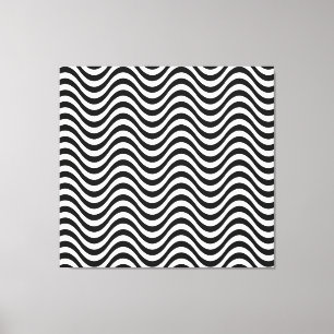 Black and White Waves Canvas Print
