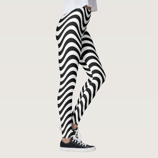 Black and White Waves Leggings (Right)