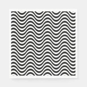 Black and White Waves Napkin