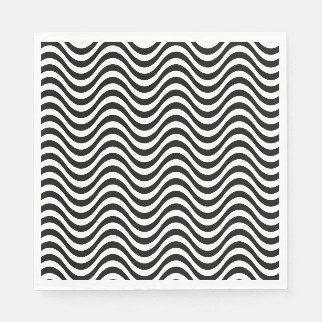 Black and White Waves Napkin (Front)
