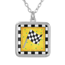 Black and White Waving Chequered Flag Motor Racing