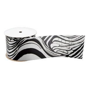 Black and White Wavy Abstract Satin Ribbon