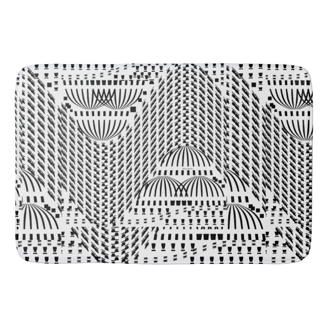 BLACK AND WHITE WAVY BATH MAT (Front)